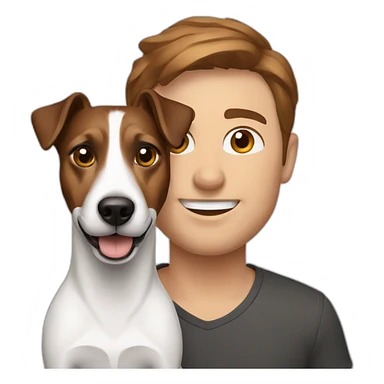 Man with brown hair with jack russell terrier sticker