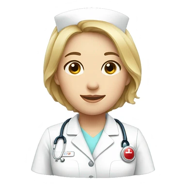 nurse in white uniform with back showing sticker