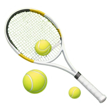 A tennis racket and ball placed on the grass court, with the lines of the court clearly visible in the background. The scene captures the essence of the sport, highlighting the equipment and the vibrant, open atmosphere of a tennis match sticker