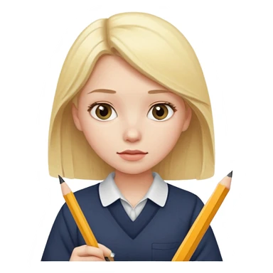 Blonde girl studyng sticker