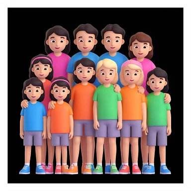 depict 8 people, 5 of which are girls and 4 are boys sticker