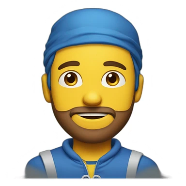 A guy With a blue rair and a yellow bandana in he head with a blue eyes and a blue outfit sticker