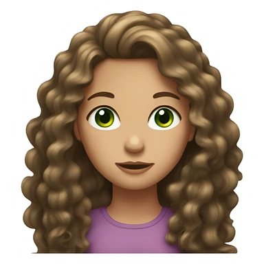 girl with long lcurly brown hair and green eyes sticker