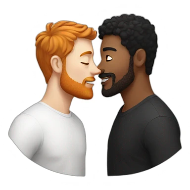 White Man with brown hair and ginger beard kissing white man with black hair sticker