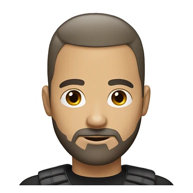 white man with dark buzz cut an beard sticker