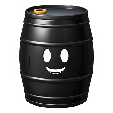 generate an ultra realistic black metal barrel without rust and with a black drop of oil on it sticker