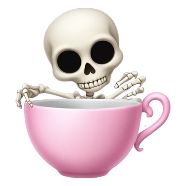 Skeleton sipping tea from a pink teacup  sticker
