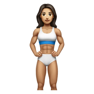 Ukrainian brunette woman with muscles, fitness woman  sticker