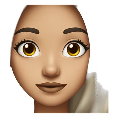 brunette girl with long hair and ñong dark lashes  sticker