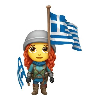 female winter mountaineer red hair with greek flag and easter egg sticker