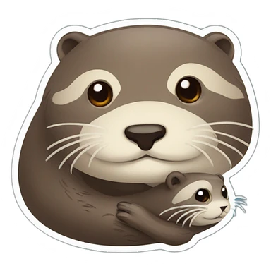 cute mom otter with her baby sticker