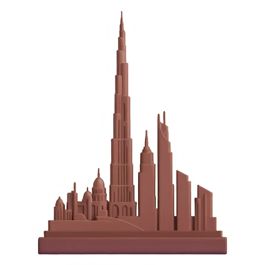 chocolate with Dubai's Burj Khalifa embossed on top sticker