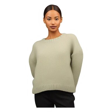 Sage and cream cropped oversize wool sweater, isolated sticker