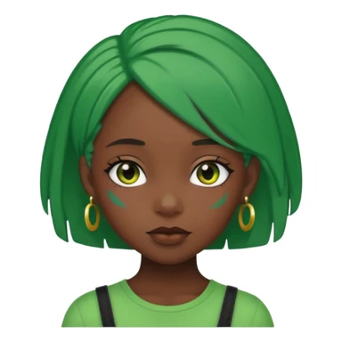 black girl with green color hairclip sticker