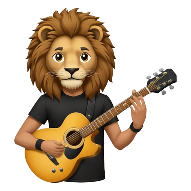 guitar rock player, lion head sticker