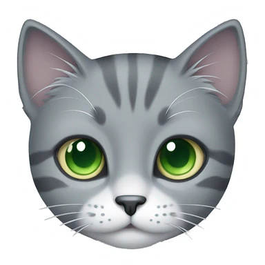 grey cat with green eyes and small white patch on chest sticker