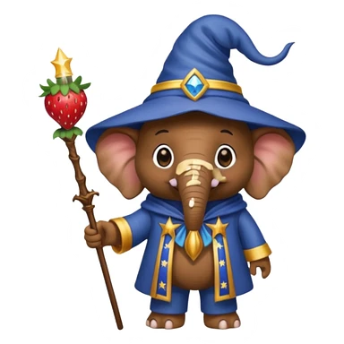 Elephant strawberry wizard sticker