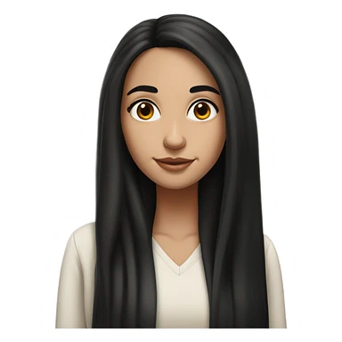 Hyper Realistic Beautiful Spanish girl brown eyes straight very long dark black hair  sticker