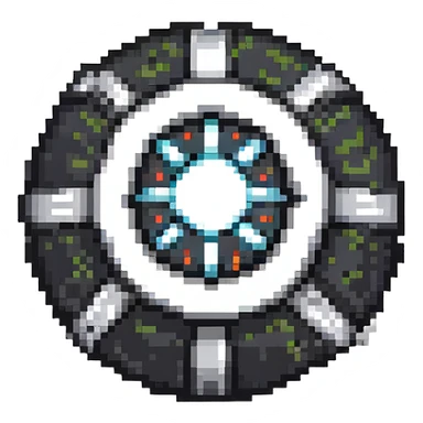 Black digital bomb with shuriken or ninja star fuse at the top, round black bomb body with silver/gray accents, pixel art style sticker