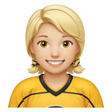 Girl hockey player with yellow jersey sticker
