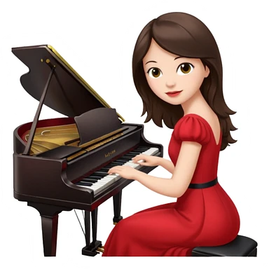 Brunette in red pianista sticker