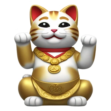 maneki neko both arms up sticker