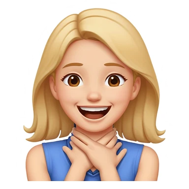 Girl with hands crossed on her neck choking her neck while laughing sticker