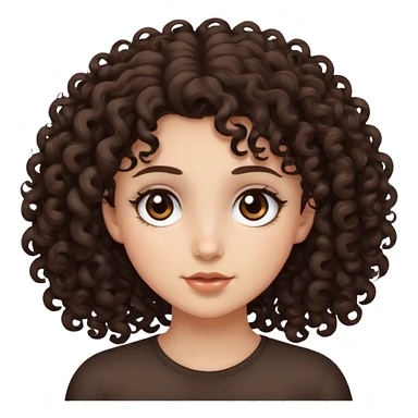 Curly haired girl with fair skin dark brown eyes and hair  sticker