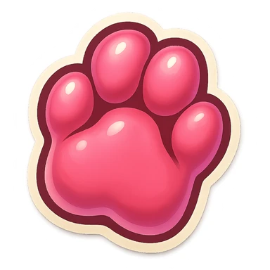 Make the cartoon hamster paw pink, keep it isolated and in a cute cartoon style, suitable for Discord emote, with no background. sticker