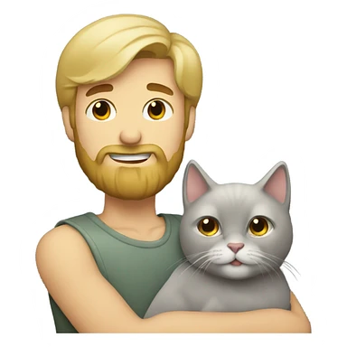 blonde bearded guy holding a Gray cat sticker