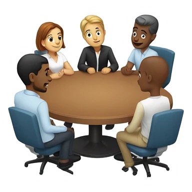 6 people sitting at a round table sticker