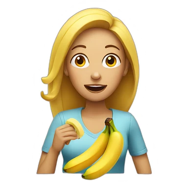 woman eating one banana sticker