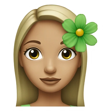 Green Eyed model with Flower sticker