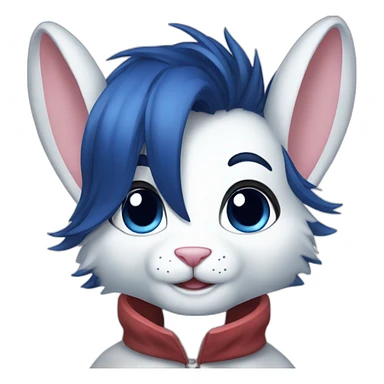 Male Anthro white rabbit with dark blue hair sticker