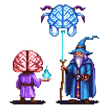 wizard and brain in a psychic duel sticker