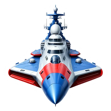 Enormous Russian battle cruiser spaceship with red white and blue markings sticker