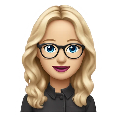 Happy Jennifer Lawrence,  blue eyes wearing glasses and pink lipstick  sticker