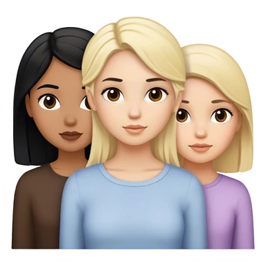 3 girls, a blond, a brunette, and black hair. All 3 are pretty sticker
