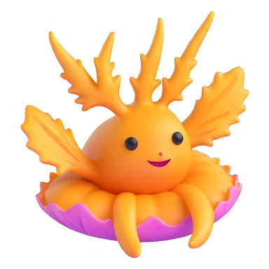 Change the nudibranch to a different species, keeping the 3D emoji art style. Make it detailed and cute with soft curves, on a transparent background. sticker