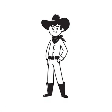 cowboy character, hand drawn doodle style sticker