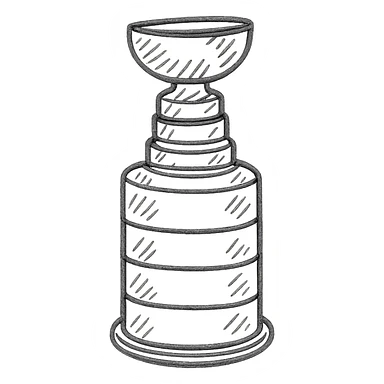 Stanley Cup trophy, hand-drawn sketch, black and white, textured sticker