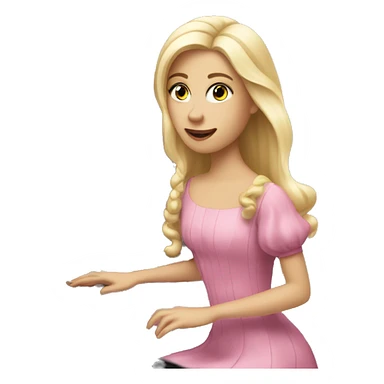 Girl wearing a pink dress and blonde hair playing piano at a royal  sticker