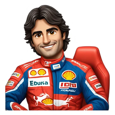 carlos sainz whit formuala one red ferrari suit sticker