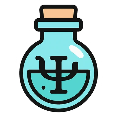 Discord role icon for 'pacientas' of a psychiatric clinic, small potion bottle, clean and modern, #6fe8f3 as main color, simple and easy to recognize, professional look, glass effect sticker