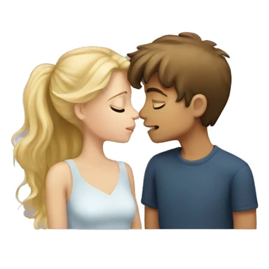 Brown haired boy kissing blonde girl sticker