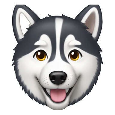 Husky with a happy face sticker