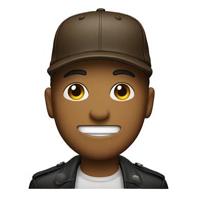 emoji head with a cap and a leather jacket sticker