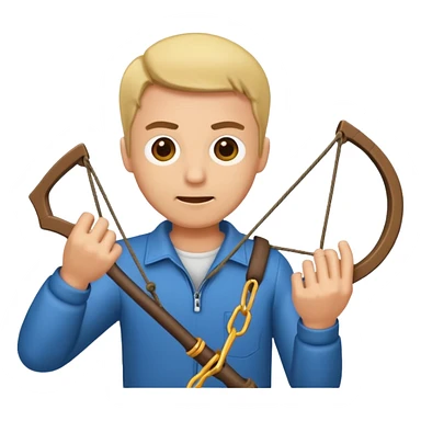 a man holding a slingshot sticker