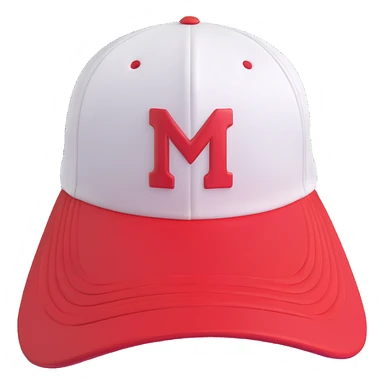 A baseball cap in a dynamic 3D cartoon style on a white background, 3D rendering, high resolution, bright colors, with a perspective composition, high saturation, prominent details, a floating effect, and a lively atmosphere, bottom view. sticker