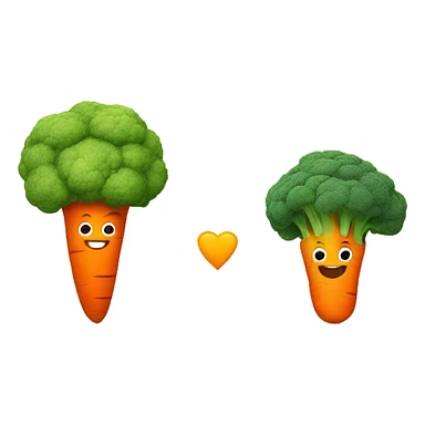 A brocoli who smile hand in Hand with a carrot  sticker
